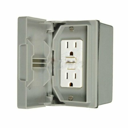 AMERICAN IMAGINATIONS 15 AMP Rectangle Grey GFCI Duplex Outlet in 125V AI-37517